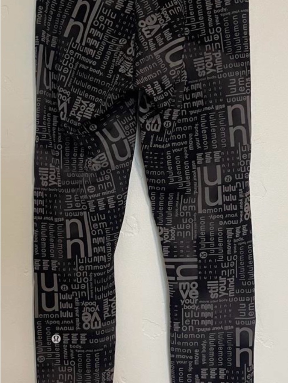 lululemon athletica Black and Charcoal Logo-Print Leggings Size 2